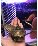 Antique Brass Aladin Genie Oil Lamp Aladdin Chirag Incense Burner Vintag... - £28.68 GBP