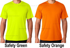 Hanes Mens T-Shirt Safety Green Orange Moisture Wicking 50+ UV Run Work XS-3XL - $12.10+