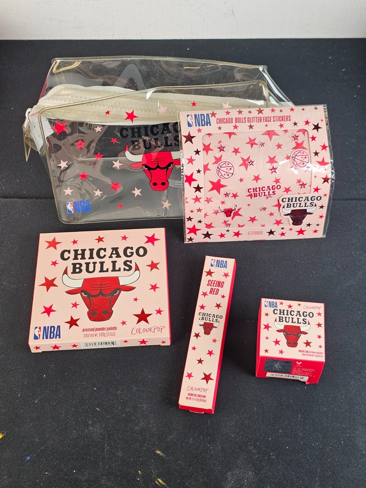 Colourpop x NBA Chicago Bulls Eyeshadow Palette Gel Liner Duo Glitter Gel - $29.65