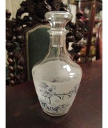 DECANTER BOTTLE WITH STOPPER CLEAR AND BLUE DECOR 7&quot; X 3 1/2&quot; [GL-5] - $63.77 CAD