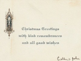 Vintage Christmas Card Candle Sconce Gold Trim 1920&#39;s Art Deco - $7.91