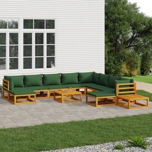  Garden Lounge Set Natural Wood, Green Solid Acacia wood, Polyester - $2,136.34 CAD