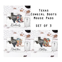 Cowgirl Boots Desk Decor, Texas Map Mouse Pad Set Of 3, Texas Coworker Gift, Wes - £27.52 GBP