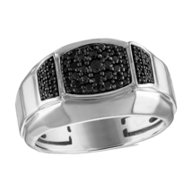 Bulova Icon 0.50cttw Black Diamonds Mens Ring Silver BVR1025-WSAA - $688.05