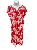 Womens M Talbots Red And White Short Flutter Sleeve Shift Dress Tropical... - £15.63 GBP