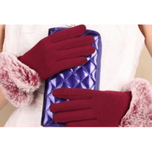 David and Young Faux Fur Cuff Womens Touch Screen Gloves, One Size - £9.63 GBP