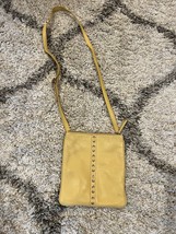 Coach Yellow Mustard Slim Leather Grommet Whip Stitch Crossbody Bag - $45.00