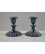 Viking Silverplated Old English Reproduction Ornate  Candle Holder Pair - $47.19