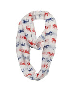 Infinity Scarf Lilia Galloping Horse White with Red and Blue Horses - £10.77 GBP