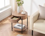 Idealhouse Round End Table In Natural Wood Color, 2-Tier Side Table Feat... - £71.48 GBP