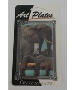 ART PLATES SWITCHPLATE LIGHT SWITCH COVER ELEPHANTS MOM &amp; BABY IN LAKE S... - £9.42 GBP