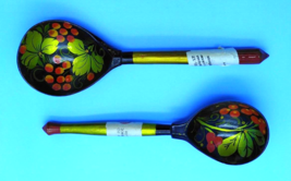 Set of 2 Traditional Russian/Ukraine Wooden Spoons Hand Painted 7 1/2&quot; B... - £8.83 GBP