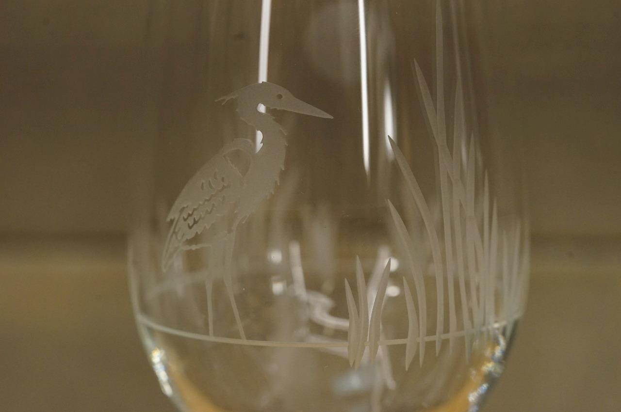 Vintage Lot 4 Rolf Heron Bird Crystal White Wine Etched Glasses Stemware Item image 2