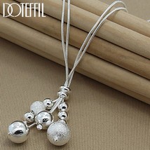 DOTEFFIL 925 Sterling Silver Snake Chain Glossy / Matte Beads Pendant Necklace F - £10.50 GBP