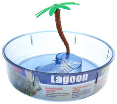 Lees Round Turtle Lagoon with Access Ramp to Feeding Bowl and Palm Tree Decor 6  - £62.86 GBP