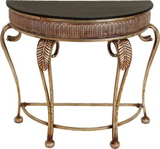 Deco 79 Metal Half Moon Console Table In Gold, 41&quot; X 19&quot; X 33&quot;, With Ornate - £136.65 GBP