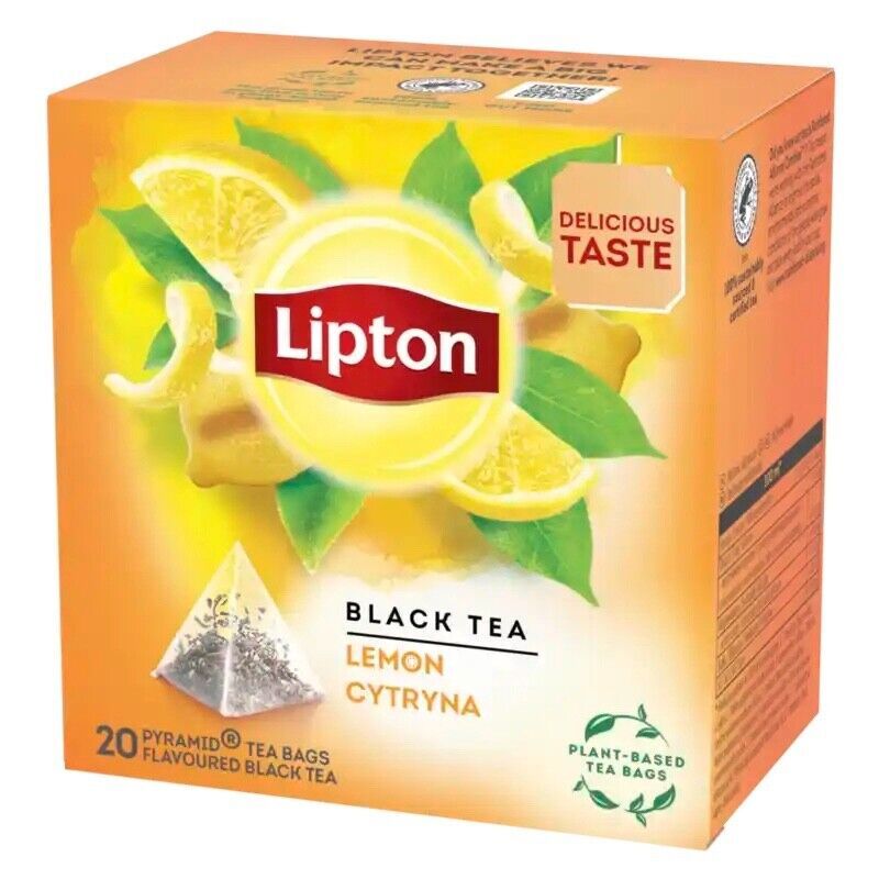 Primary image for Lipton Black Tea: LEMON tea -1 box/ 20 tea bags FREE SHIPPING DaMaGeD BoX
