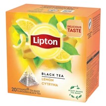 Lipton Black Tea: LEMON tea -1 box/ 20 tea bags FREE SHIPPING DaMaGeD BoX - $8.03