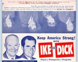 Keep America Strong With Ike and Dick Eisenhower  Bi-Fold 1956 Campaign ... - $22.72