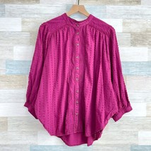 Pilcro Anthropologie Tavi Button Down Blouse Purple Swiss Dots Womens Large - $49.49