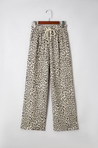 Brown Leopard Drawstring Elastic Waistband Loose Pants - $269.23 MXN