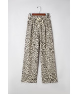 Brown Leopard Drawstring Elastic Waistband Loose Pants - $264.25 MXN