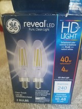 Ge Reveal Led Hd Light Led Bc Candelabra Base 2 Bulbs - £24.43 GBP