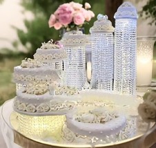 6pc. Crystal Wedding Party Cake Stand Decoration Set w/ LED Lights - £415.72 GBP