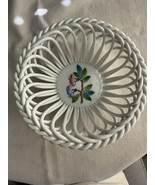 Vintage Herend Porcelain 4&quot;.5 round open Weave Basket Hungary - $28.71