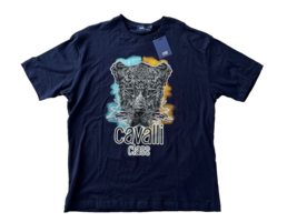 Cavalli Class Panther Print Tee Navy Blue ( XXL ) - £71.19 GBP