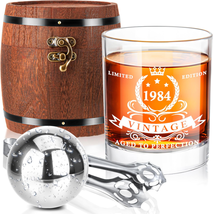 40Th Birthday Gifts for Men,1984 Whiskey Glass Set in Barrel Box,40 Years Old Gi - £28.44 GBP