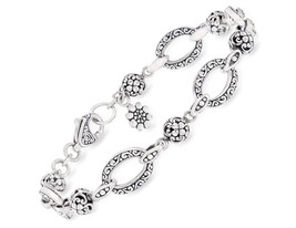 Sterling Silver Bali-Style Bead and Oval-Link - £255.49 GBP