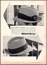 1950s Mallory Hats PRINT AD &quot;The Telecrease&quot; BX2 - $6.64