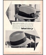 1950s Mallory Hats PRINT AD &quot;The Telecrease&quot; BX2 - $121.83 MXN