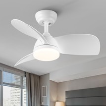 28 In Intergrated LED Ceiling Fan Lighting with White ABS Blade, White - £111.17 GBP