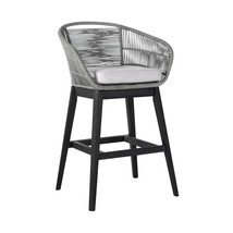 43&quot; Light Gray Solid Wood Low back Outdoor Bar Height chair with Footrest - $813.73