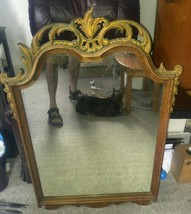 Vintage Wood Framed Ornate Mirror 41.5x29 Antique Wall Hanging Decor - $129.99