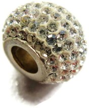 Bead Spacer Vintage 925 Sterling Silver White Simulated Cubic Zirconia Paved - £11.83 GBP