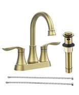 Brushed Gold Bathroom Faucet: 2-Handle High Arc - $1,656.24 MXN