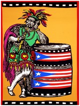 1929.Puerto Rican native plays flute and drums 18x24 Poster.Decorative Art.Taino - $28.00