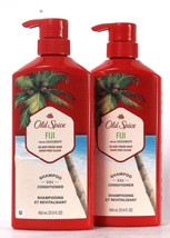 2 Ct Old Spice 21.9 Oz Fiji With Coconut Fresh Hair 2 In 1 Shampoo &amp; Conditioner - £28.13 GBP