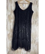 Fundaisy 3XL Sequin Dress Costume Retro Flapper Party Clubwear Retro Black - $275.48 MXN