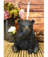 Rustic Whimsical Black Bear Covering Nose Toilet Brush And Holder Figuri... - €41,82 EUR