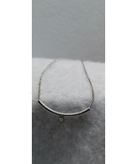 STERLING 15&quot; Chain Necklace DIAMOND ACCENT 1/2 CIRCLE PENDANT Modernist ... - $19.79