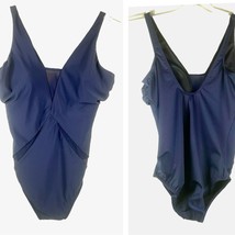 NEW Miraclesuit Navy Blue Bathing suit mesh cutout Size 16 - £74.04 GBP