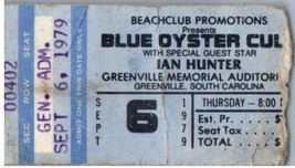 Blue Oyster Cult Ticket Stub September 6 1979 Greenville South Carolina - £27.38 GBP
