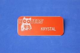 HOOTERS RESTAURANT GIRL KRYSTAL ORANGE NAME TAG / PIN -  Waitress Pin - £11.79 GBP