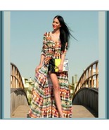 Long Chiffon Maxi Multi Color Front Button Up Casual End of Summer Beach... - £32.43 GBP