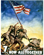Sands of Iwo Jima Patriotic World War 2 Troops Raising American Flag 16x... - $69.99