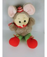 1986 Kmart Dan Dee Gray Christmas Mouse 22&quot; Plush Wearing Slippers Hat &amp;... - £15.91 GBP